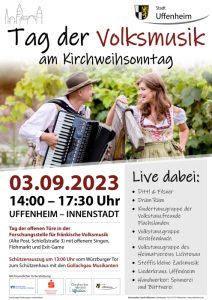 Plakat zum Tag der Volkmusik in Uffenheim am 3.9.2023