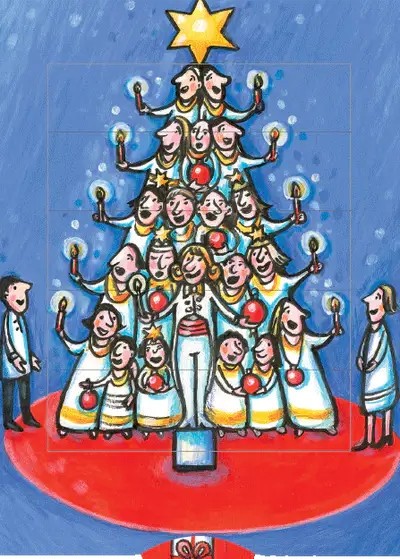 Weihnachts-Chor als Christbaum